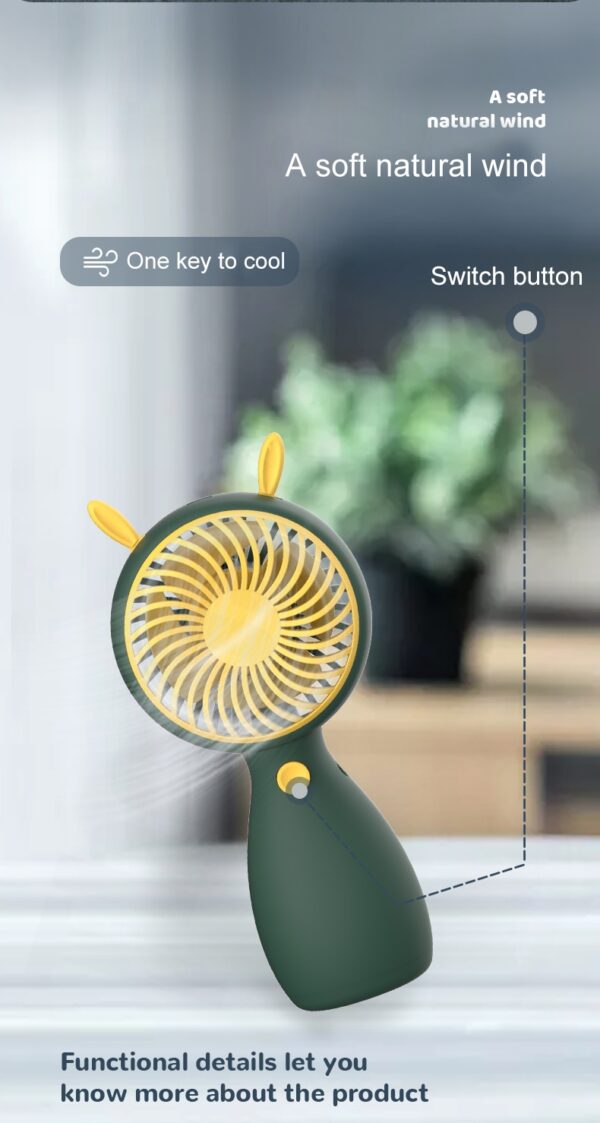 Small Handheld Student Fan Portable Mini Desktop Fan with Usb Charging Outdoors | Mini Cartoon Fan ( Random Color ) - Image 5