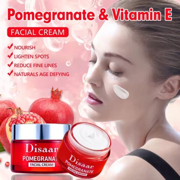 DISAAR BEAUTY Pomegranate Vitamin E Facial Cream Anti-Aging Revitalizing Skin Nourishing Face Skin Reduce Fine Lines 50g - Image 5