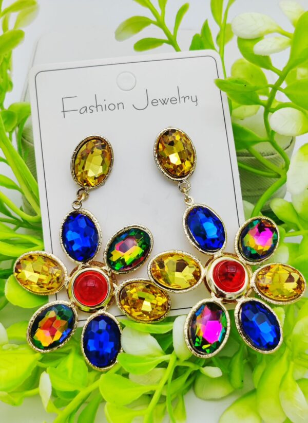 Imported Dazzling Multicolored Floral Statement Earrings – A Celebration of Elegance and Vibrance