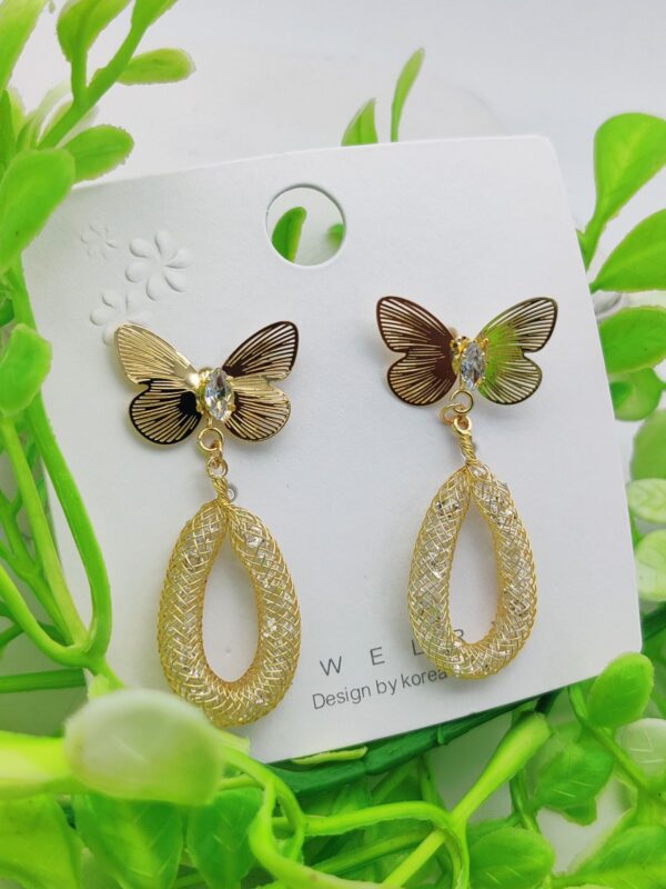 Imported Elegant Butterfly & Woven Teardrop Earrings - Sophisticated Design for Every Occasion 🌸✨ | Best Quality Earring For Women & Girls - Image 2