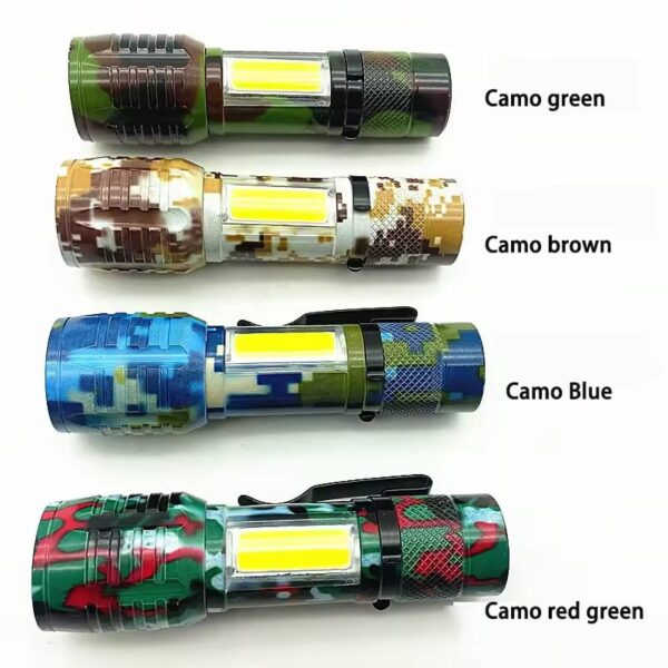 Rechargeable Flashlight Zoom Torch Portable Built-in Battery XPE+COB Waterproof Flashlight 3 lighting mode mini LED Flashlight - Image 2