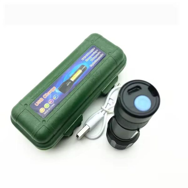 Rechargeable Flashlight Zoom Torch Portable Built-in Battery XPE+COB Waterproof Flashlight 3 lighting mode mini LED Flashlight - Image 9