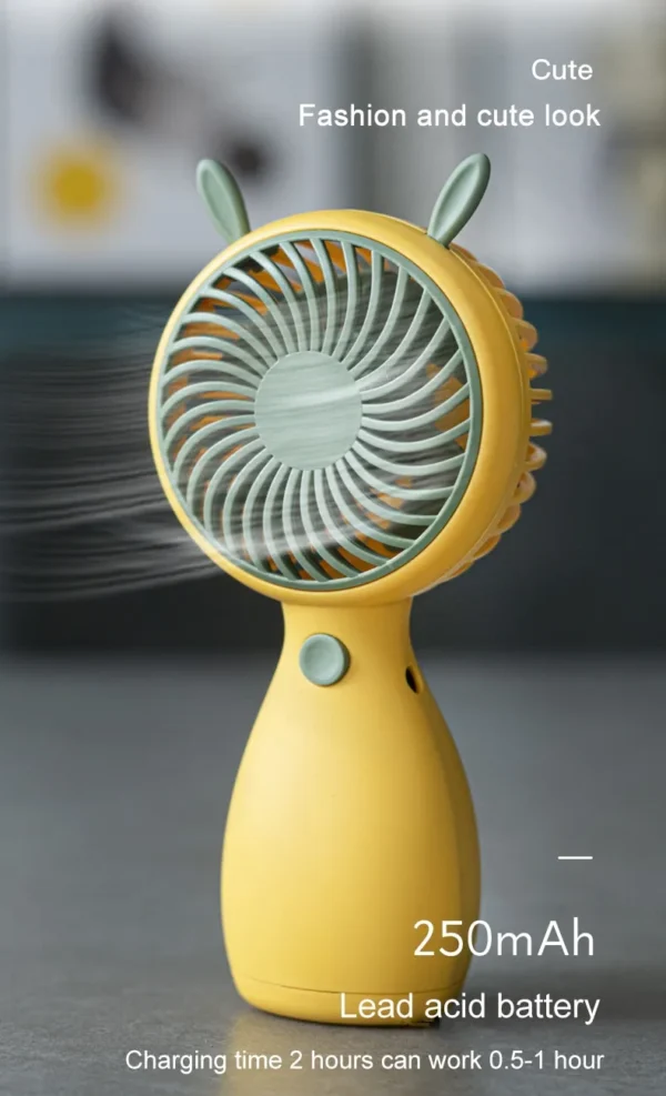 Small Handheld Student Fan Portable Mini Desktop Fan with Usb Charging Outdoors | Mini Cartoon Fan ( Random Color ) - Image 7