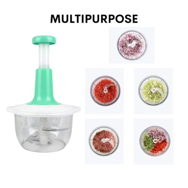 Manual Hand Operated 2000 ML litter Chopper Pump Action With Free 3 Blades Food Processor Portable Container And Easy To Clean Kitchen Gadget. (random color) - Image 5